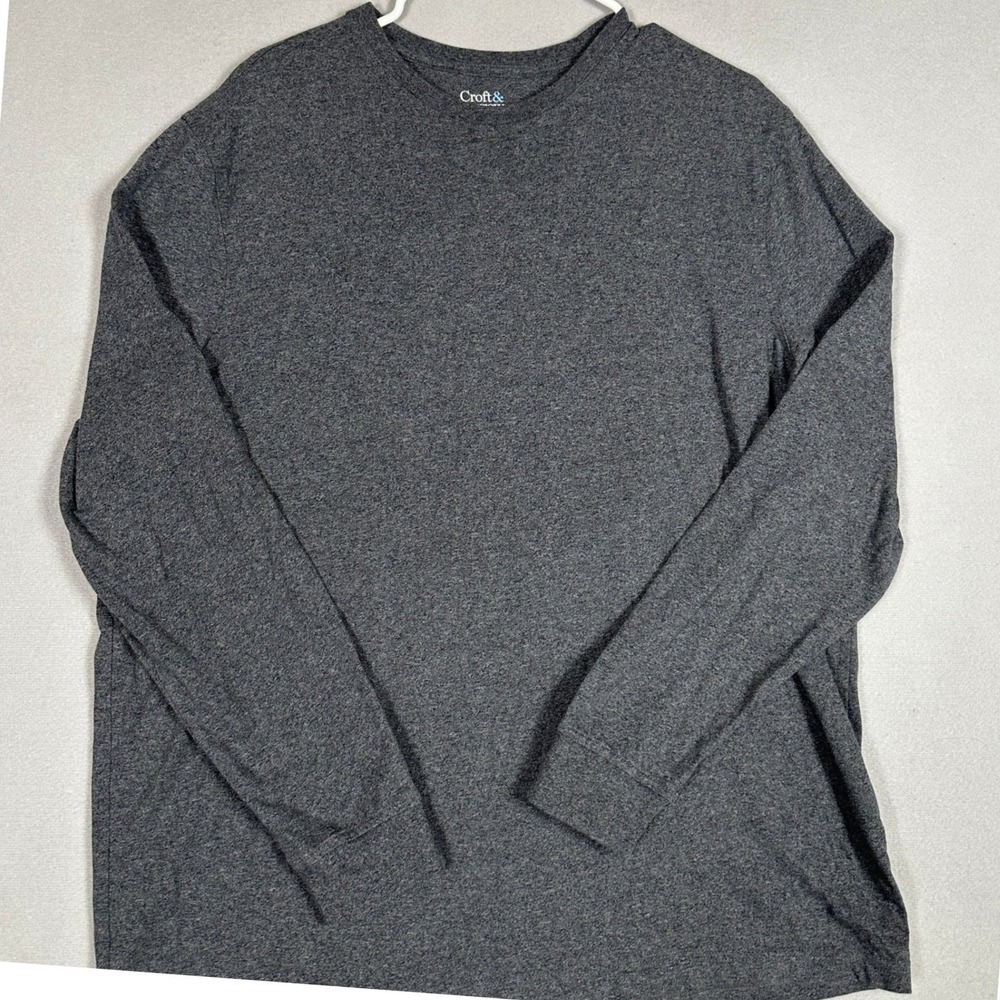 Croft Barrow T-Shirt Mens XL Extra Soft Dark Grey Crew Neck Long Sleeve Tee EUC